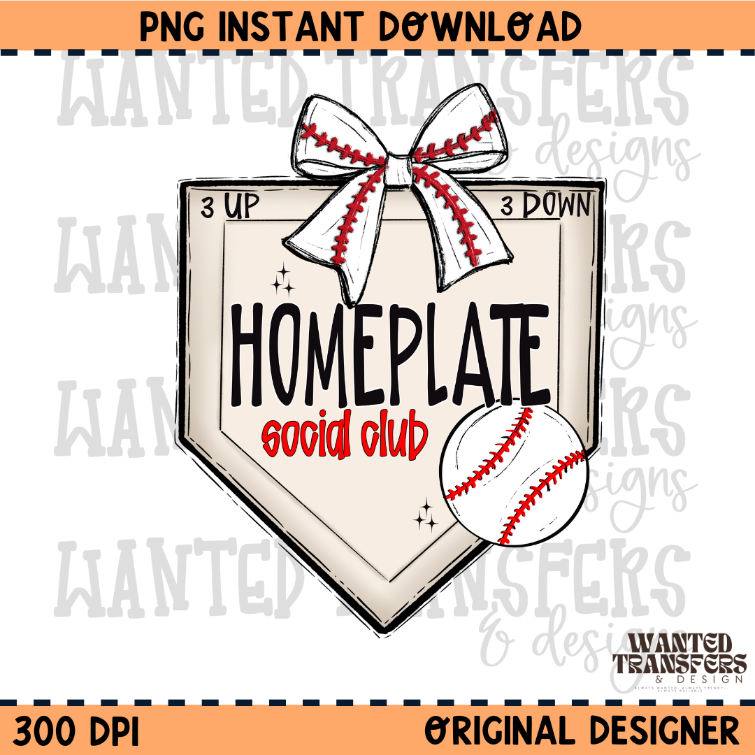 Homeplate Social Club Baseball Season PNG Digital Download