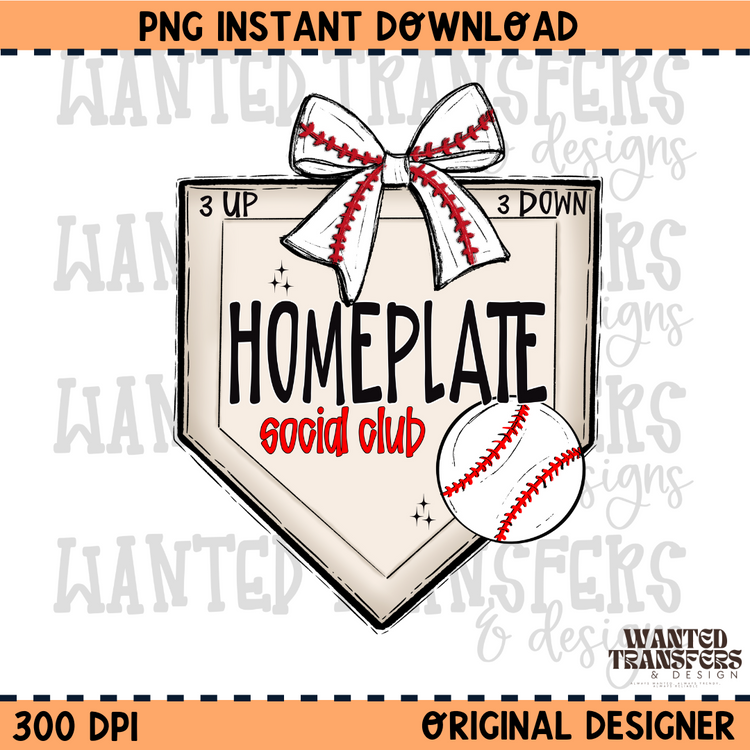 Homeplate Social Club Baseball Season PNG Digital Download