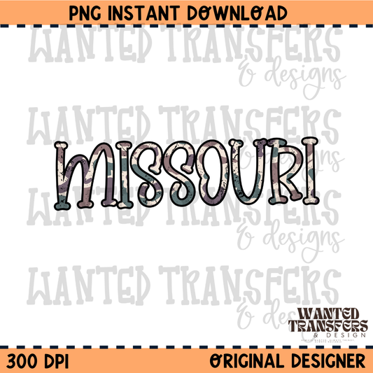 Camo State Missouri PNG Digital Download