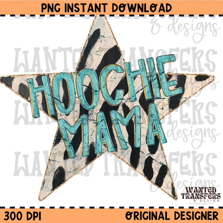 Hoochie Mama Neon Blue Zebra PNG Digital Download