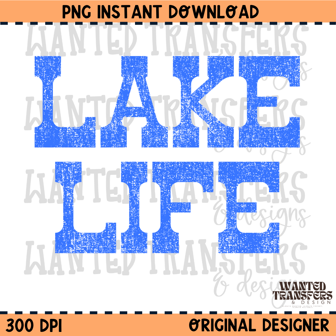 Distressed Lake Life Neon Blue Summer PNG Digital Download