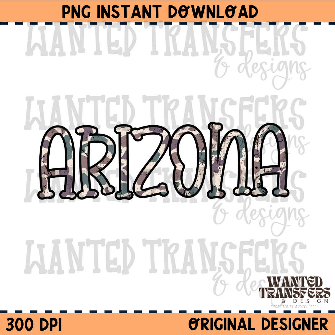 Camo State Arizona PNG Digital Download