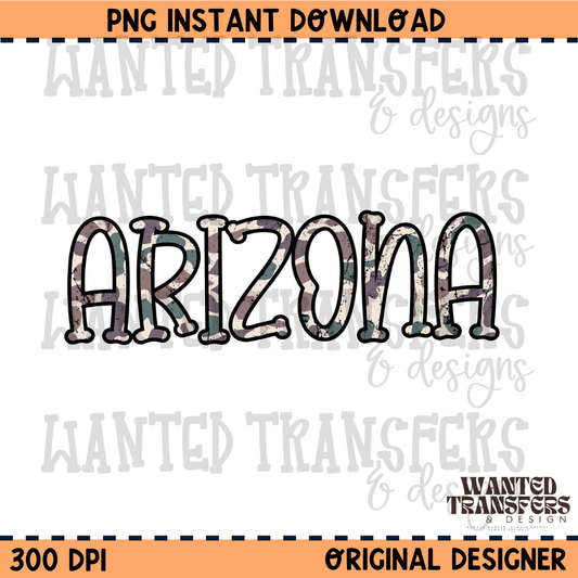 Camo State Arizona PNG Digital Download