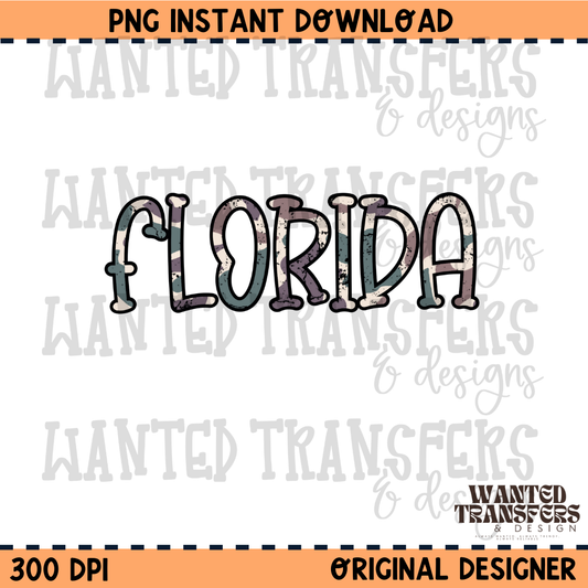 Camo State Florida PNG Digital Download