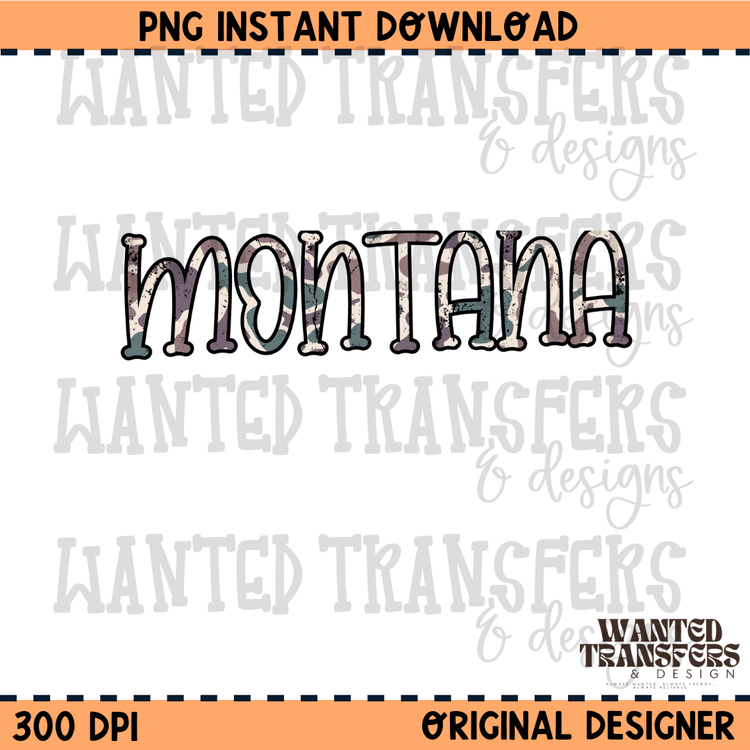 Camo State Montana PNG Digital Download