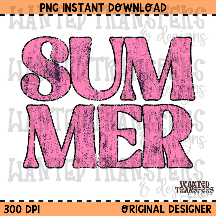 Pink Distressed Summer PNG Digital Download