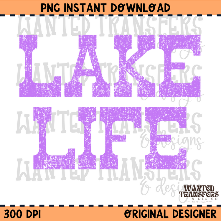 Distressed Lake Life Purple Summer PNG Digital Download