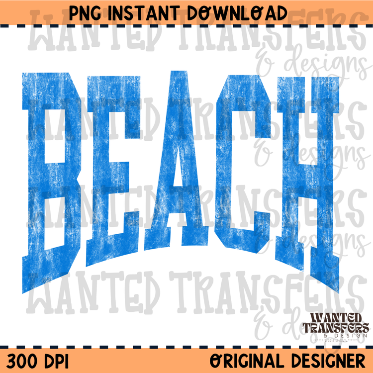 Beach Blue Varsity Summer PNG Digital Download
