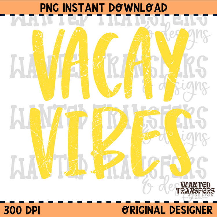 Neon Yellow Vacay Vibes Summer PNG Digital Download