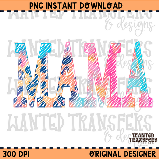 Pastel Leopard Mama Scribble PNG Digital Download