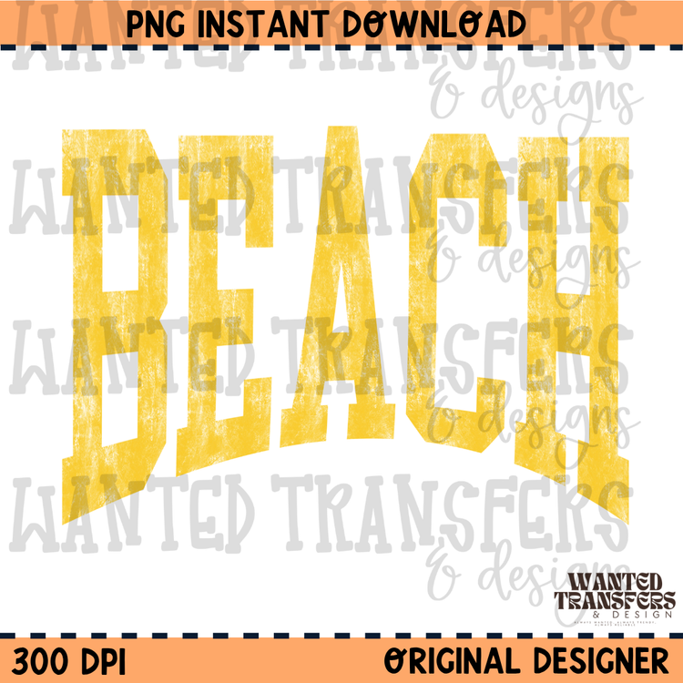 Beach Yellow Varsity Summer PNG Digital Download