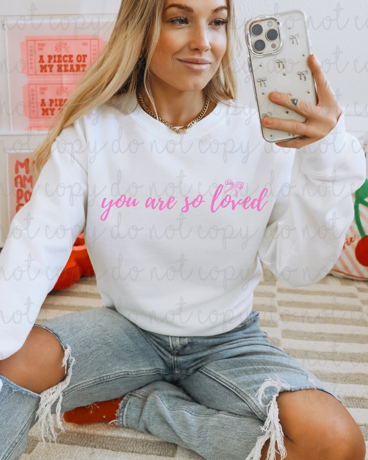 Pink Coquette You Are So Loved PNG Digital Download