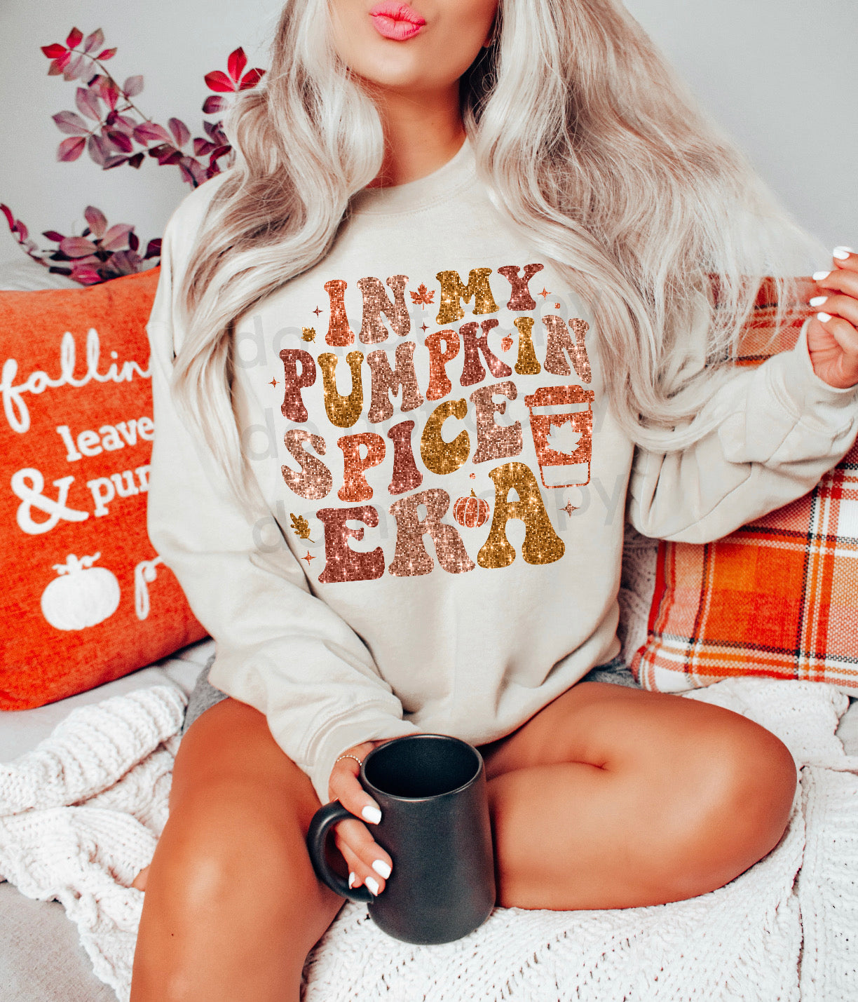 In my Pumpkin Spice Era Faux Sequin DTF Transfer