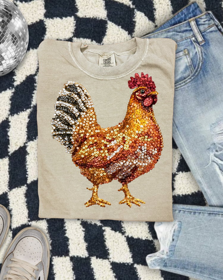 Faux Rhinestone Chicken DTF Transfer
