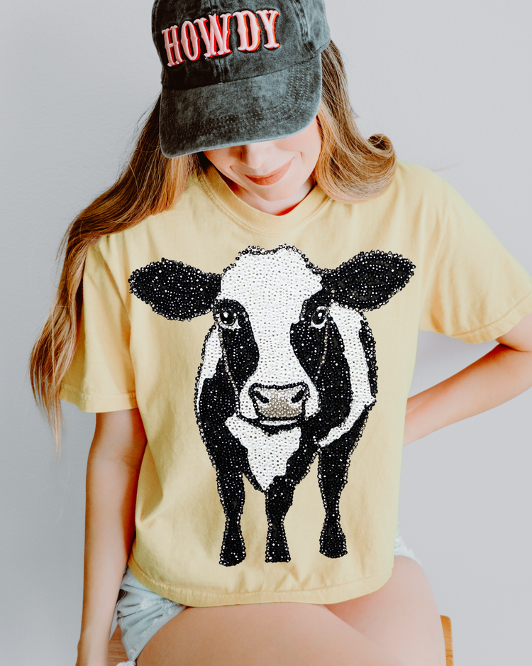 Faux Rhinestone Cow DTF Transfer