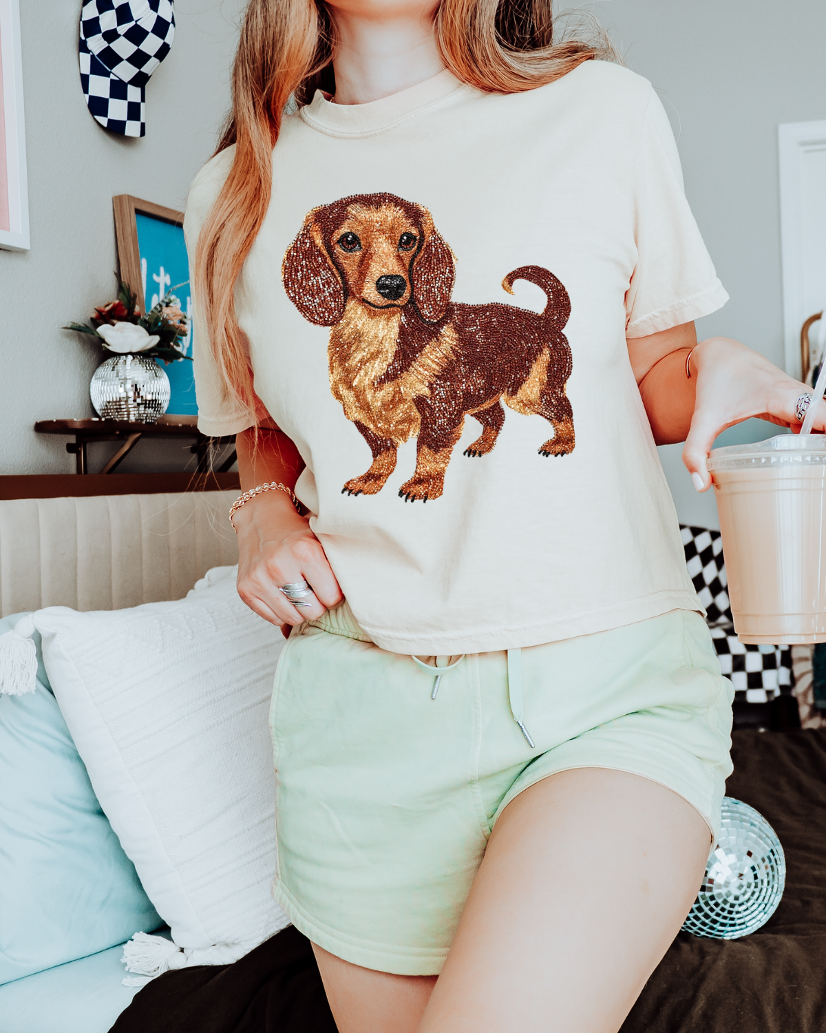 Faux Rhinestone Dachshund DTF Transfer