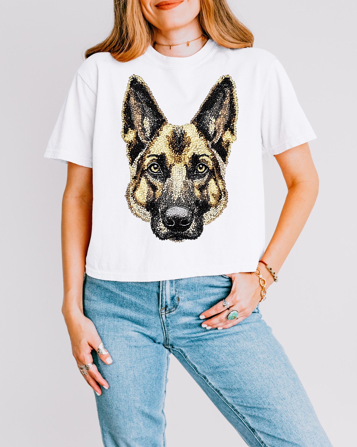 Faux Rhinestone German Shepherd DTF Transfer
