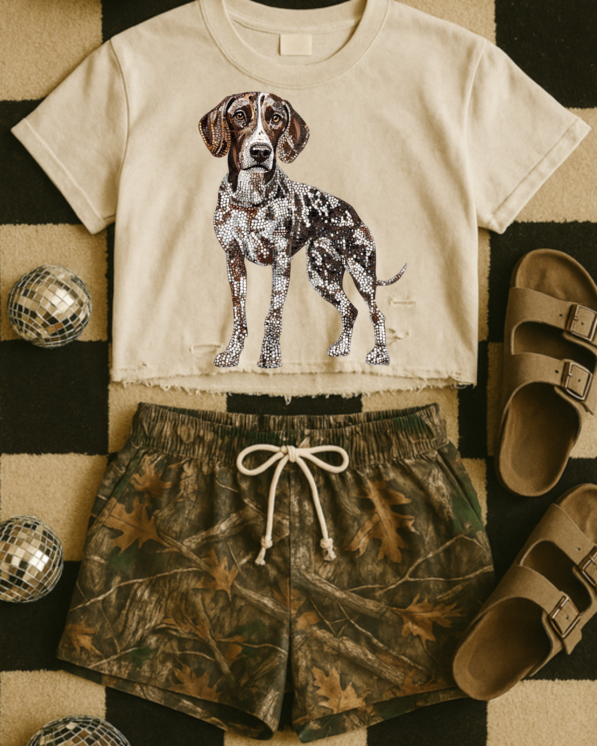 Faux Rhinestone German Shorthaired Pointer DTF Transfer