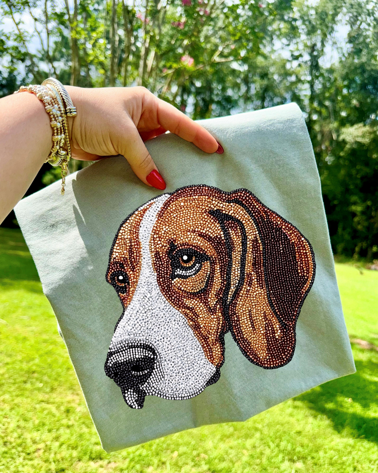 Faux Rhinestone Hound Dog DTF Transfer