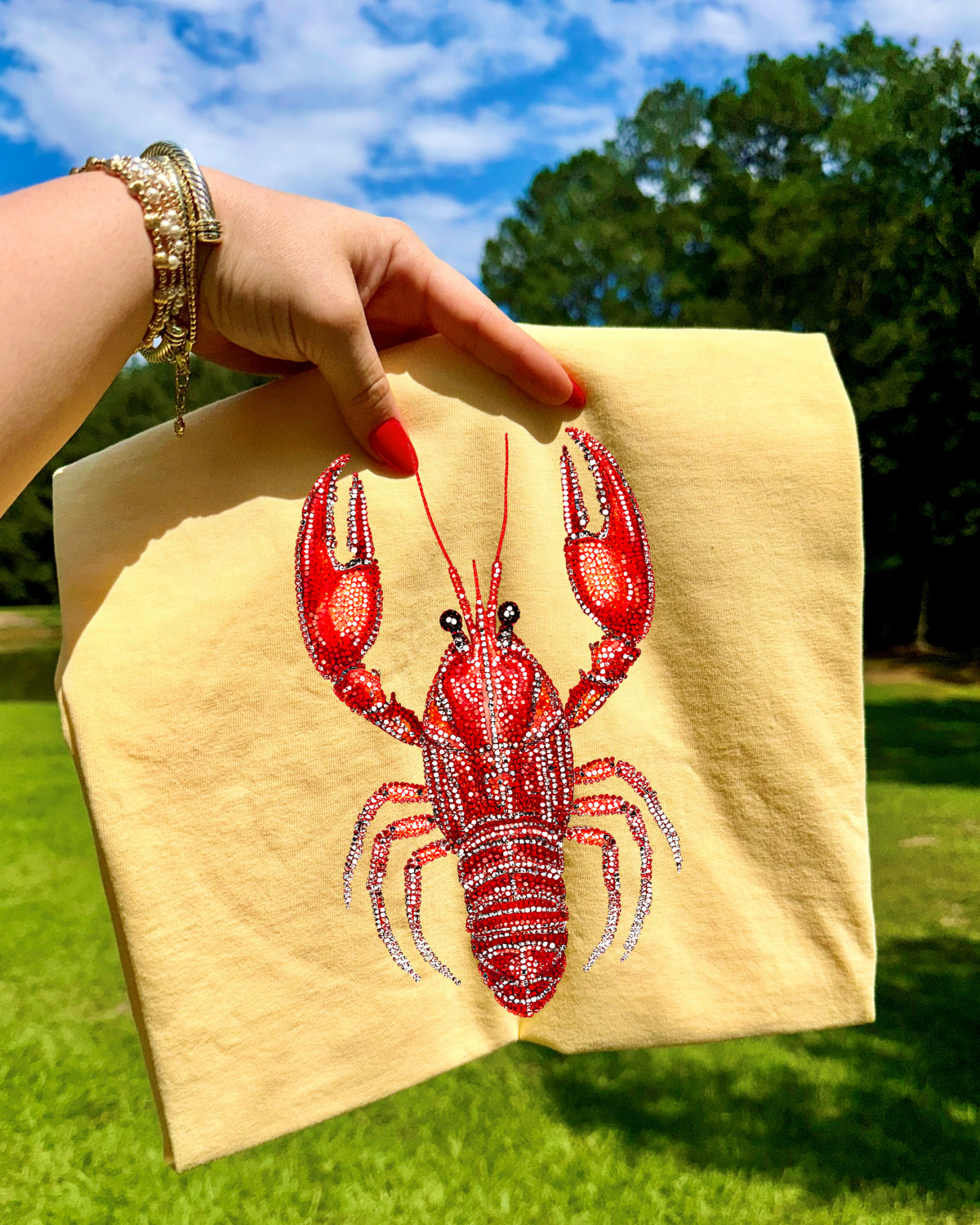 Faux Rhinestone Lobster DTF Transfer