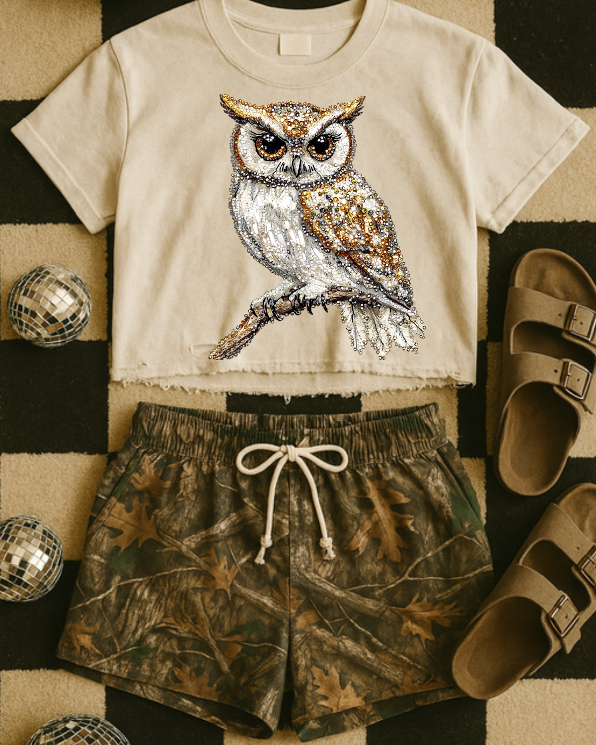 Faux Rhinestone Owl DTF Transfer