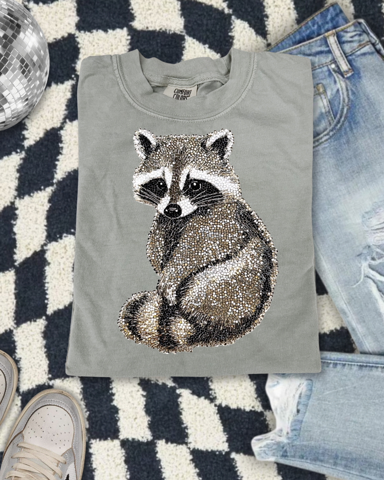 Faux Rhinestone Racoon DTF Transfer