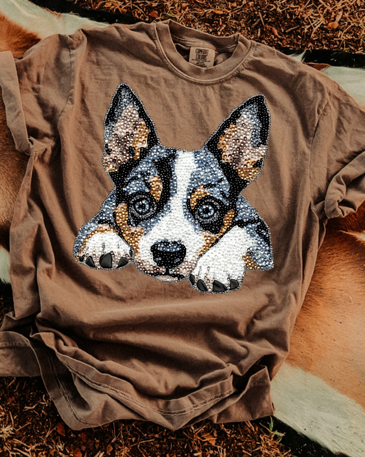 Faux Rhinestone Rat Terrier DTF Transfer