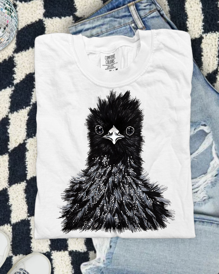 Faux Rhinestone Silkie Chicken DTF Transfer