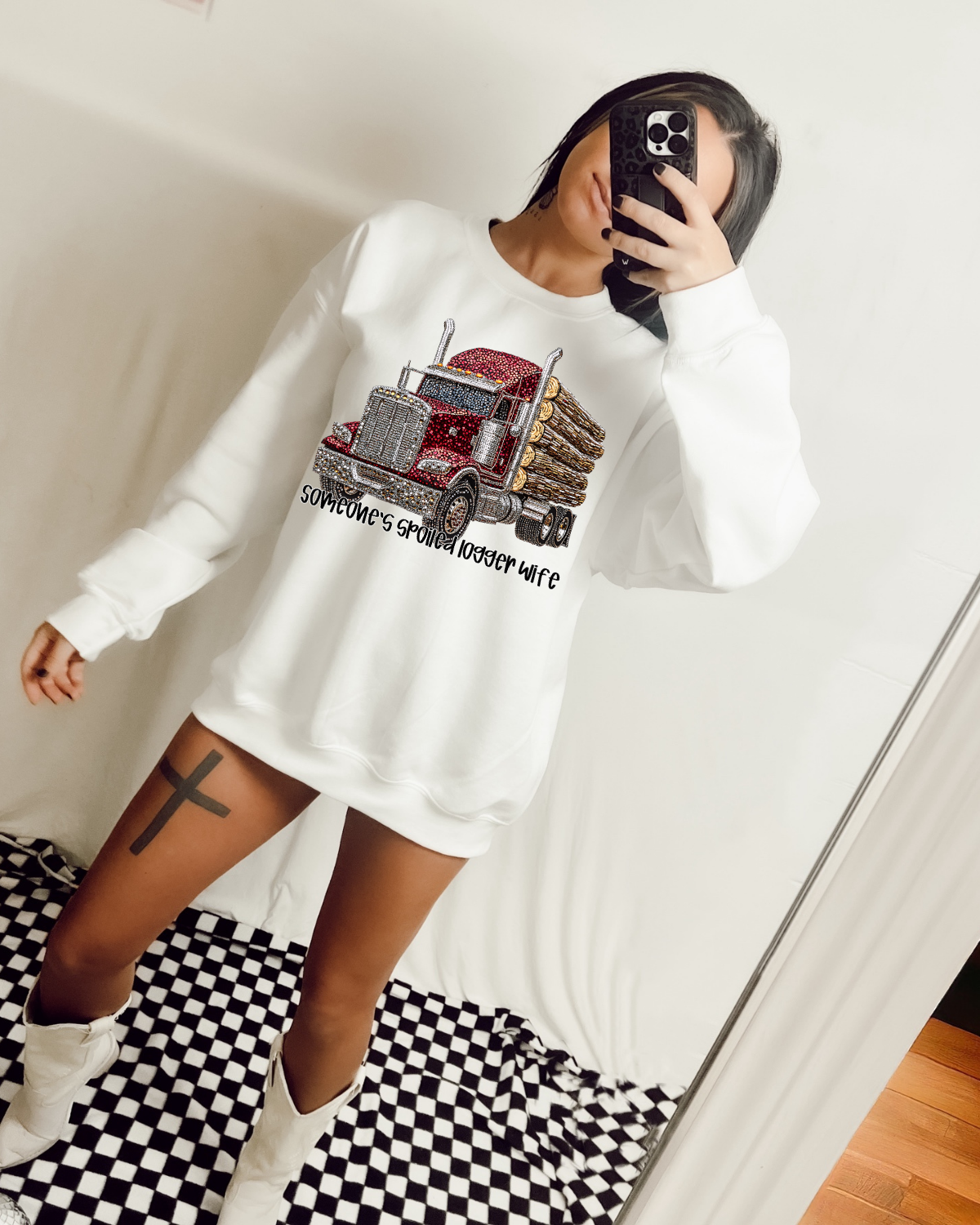 Faux Rhinestone Someone's Spoiled Logger Wife DTF Transfer