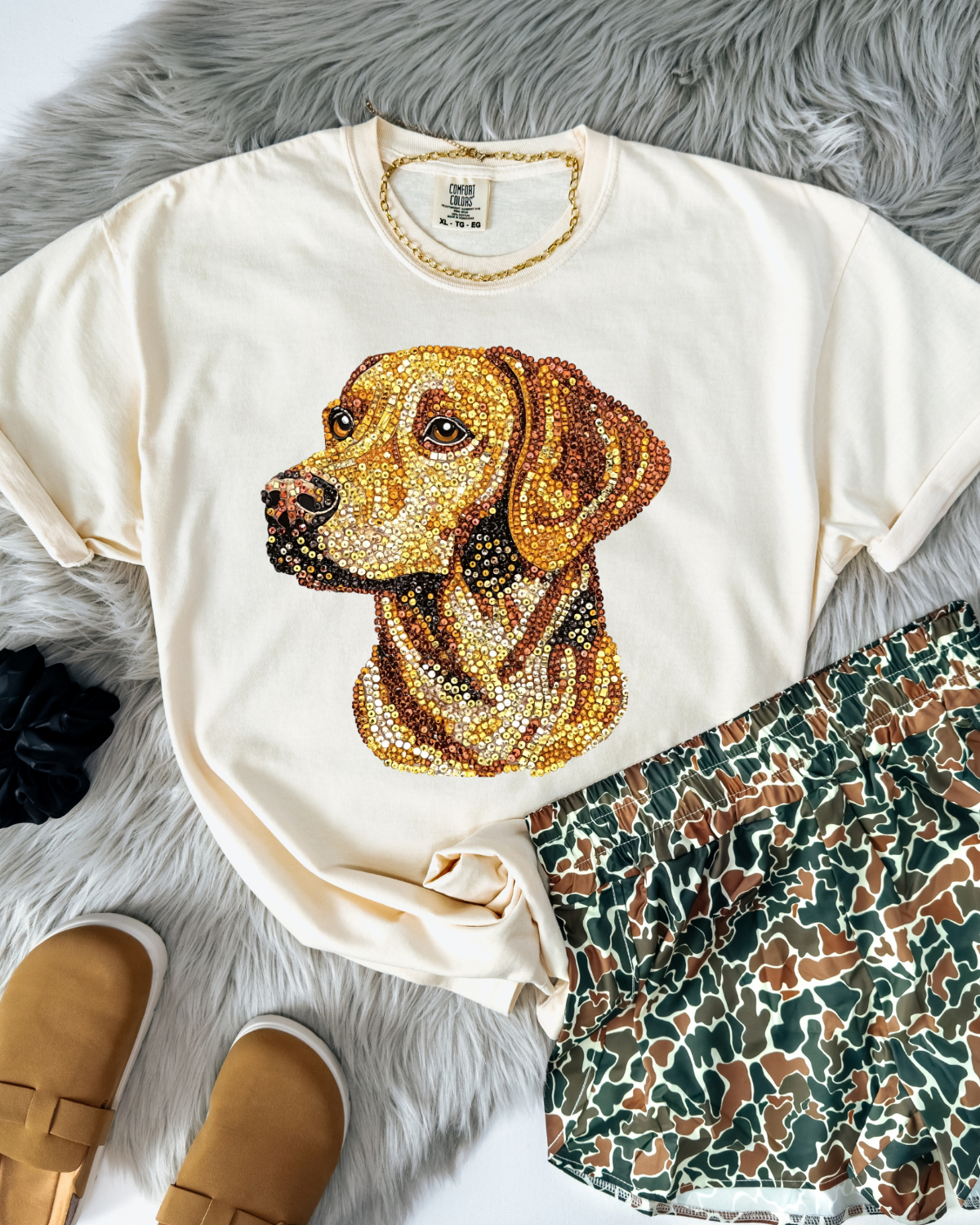 Faux Rhinestone Yellow Lab DTF Transfer