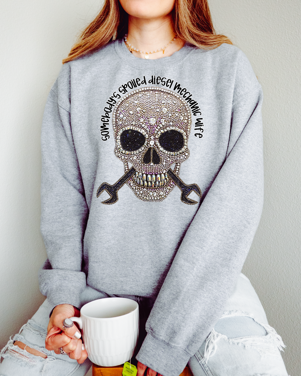 Faux Rhinestone Somebody's Spoiled Diesel Mechanic Wife DTF Transfer