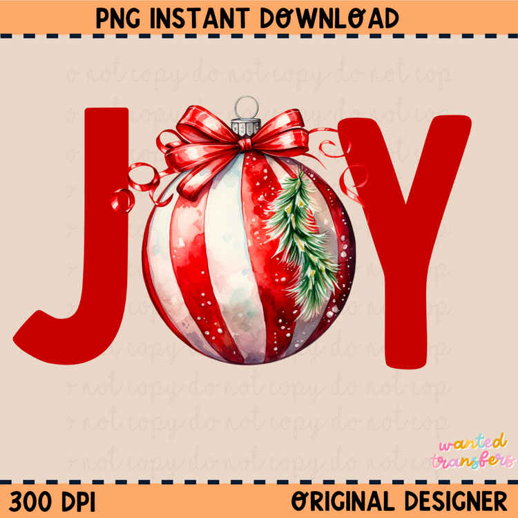 Vintage Ornament Joy Christmas PNG Digital Download