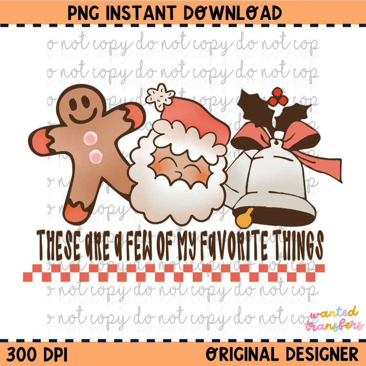 Favorite Things Christmas Vintage PNG Digital Download
