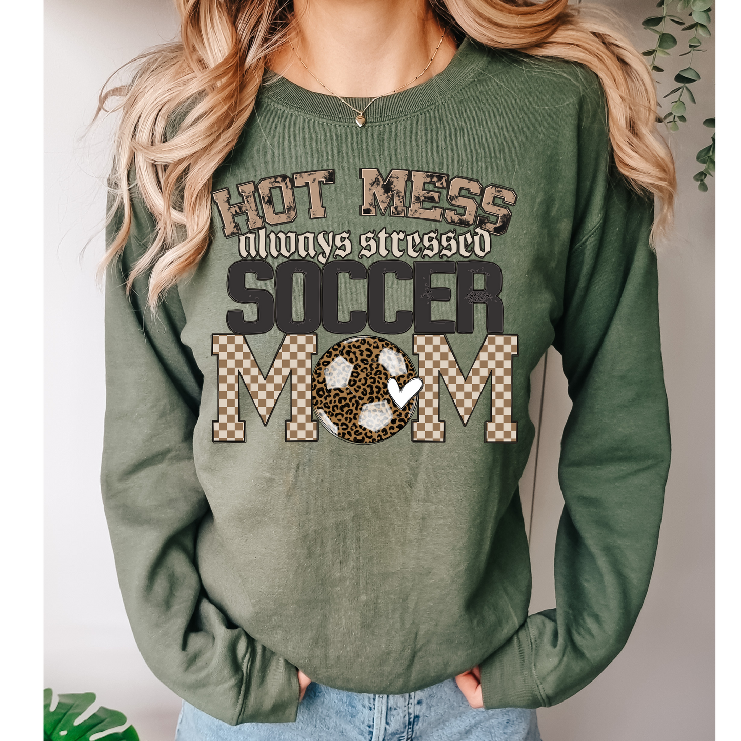 Hot Mess Always Stressed Soccer Mom Leopard 2 DTF Transfer