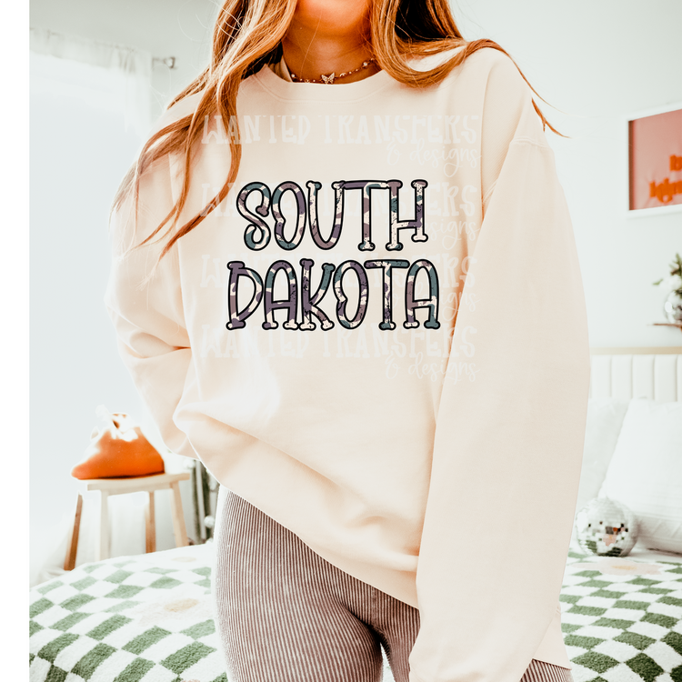 Camo State South Dakota DTF Transfer