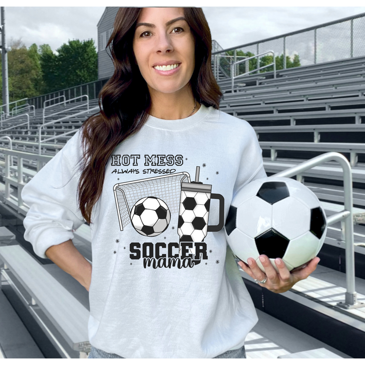 Hot Mess Soccer Mama Black Text DTF Transfer
