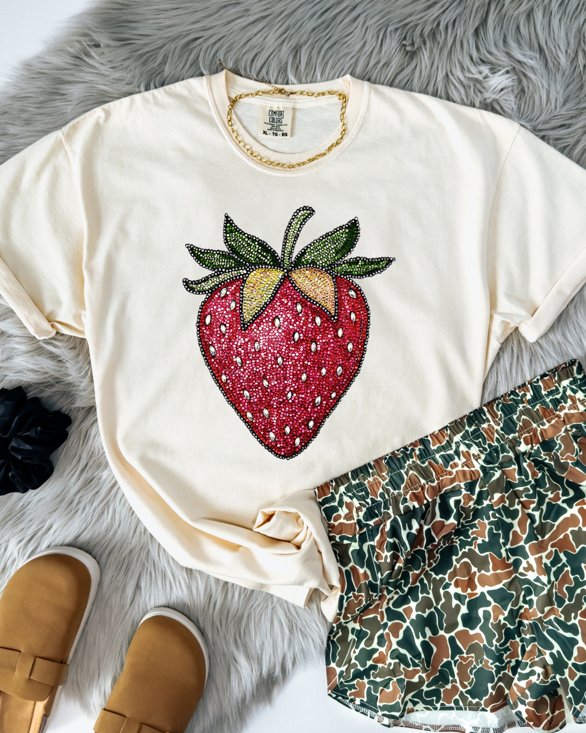 Faux Rhinestone Strawberry DTF Transfer