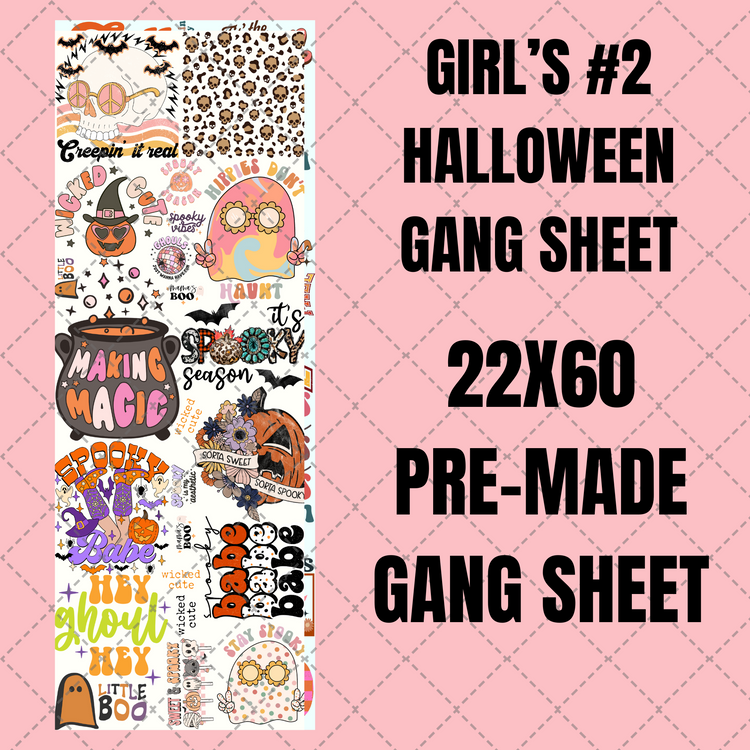 Girl's #2 Halloween Premade Gang Sheet 22"x60"