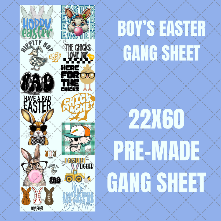 Boy's Easter Premade Gang Sheet 22"x60"