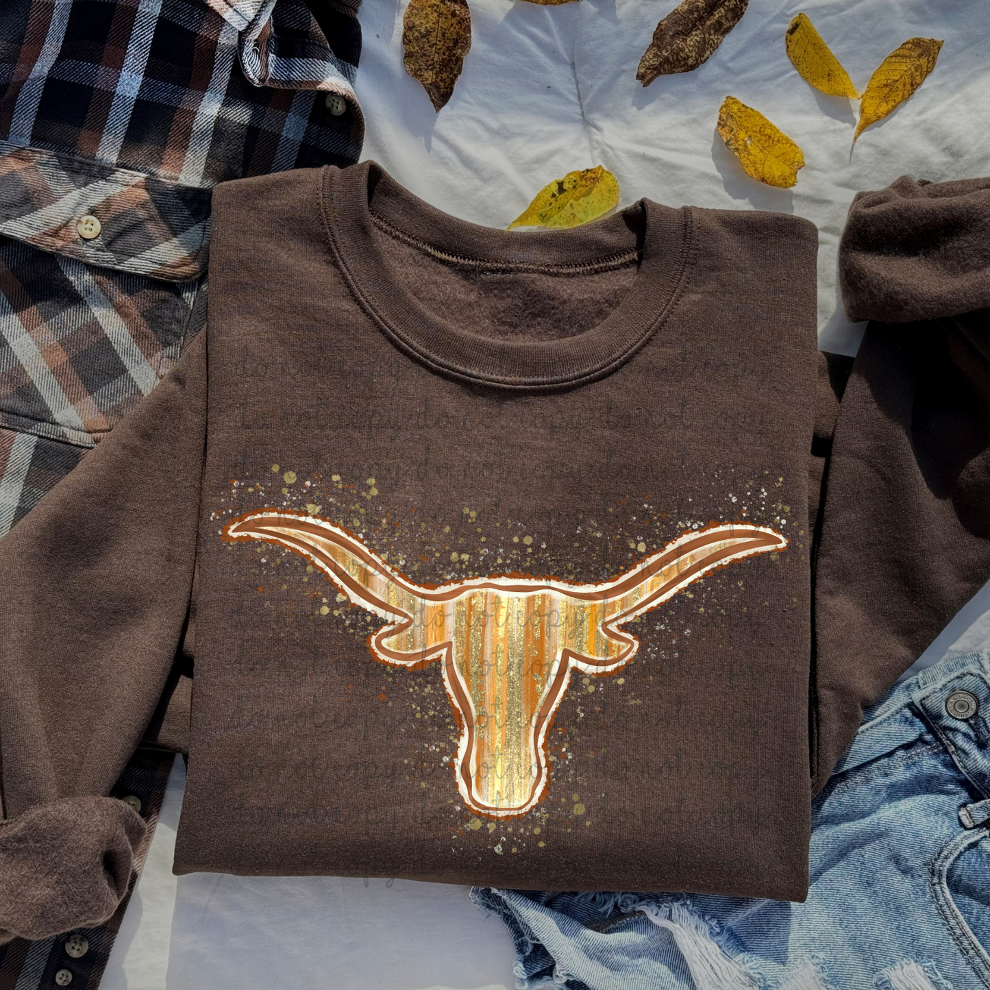 Brushstroke Texas Longhorns DTF Transfer