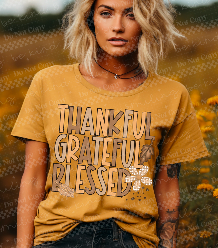 Thankful Grateful Blessed DTF Transfer