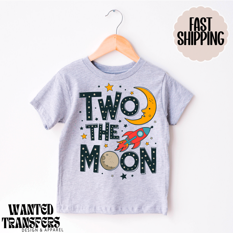 Two the Moon Space Themed Birthday Tee, Trendy Birthday Dude, Second Birthday, 2nd, Space Birthday, Space Birthday Boy