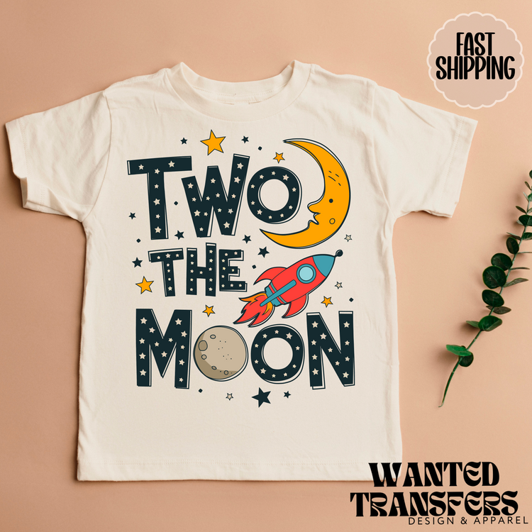 Two the Moon Space Themed Birthday Tee, Trendy Birthday Dude, Second Birthday, 2nd, Space Birthday, Space Birthday Boy