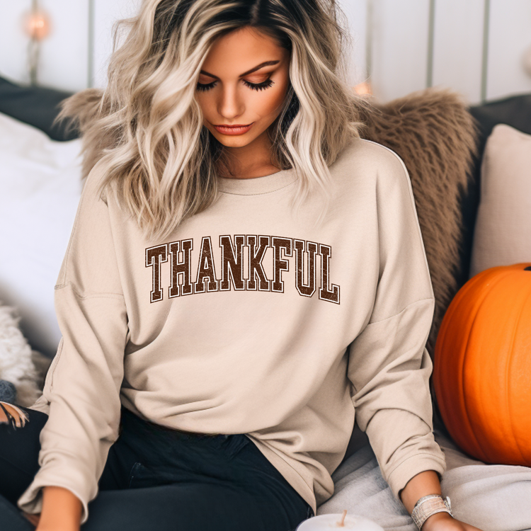 Thankful Distressed Varsity Screen Print Transfer