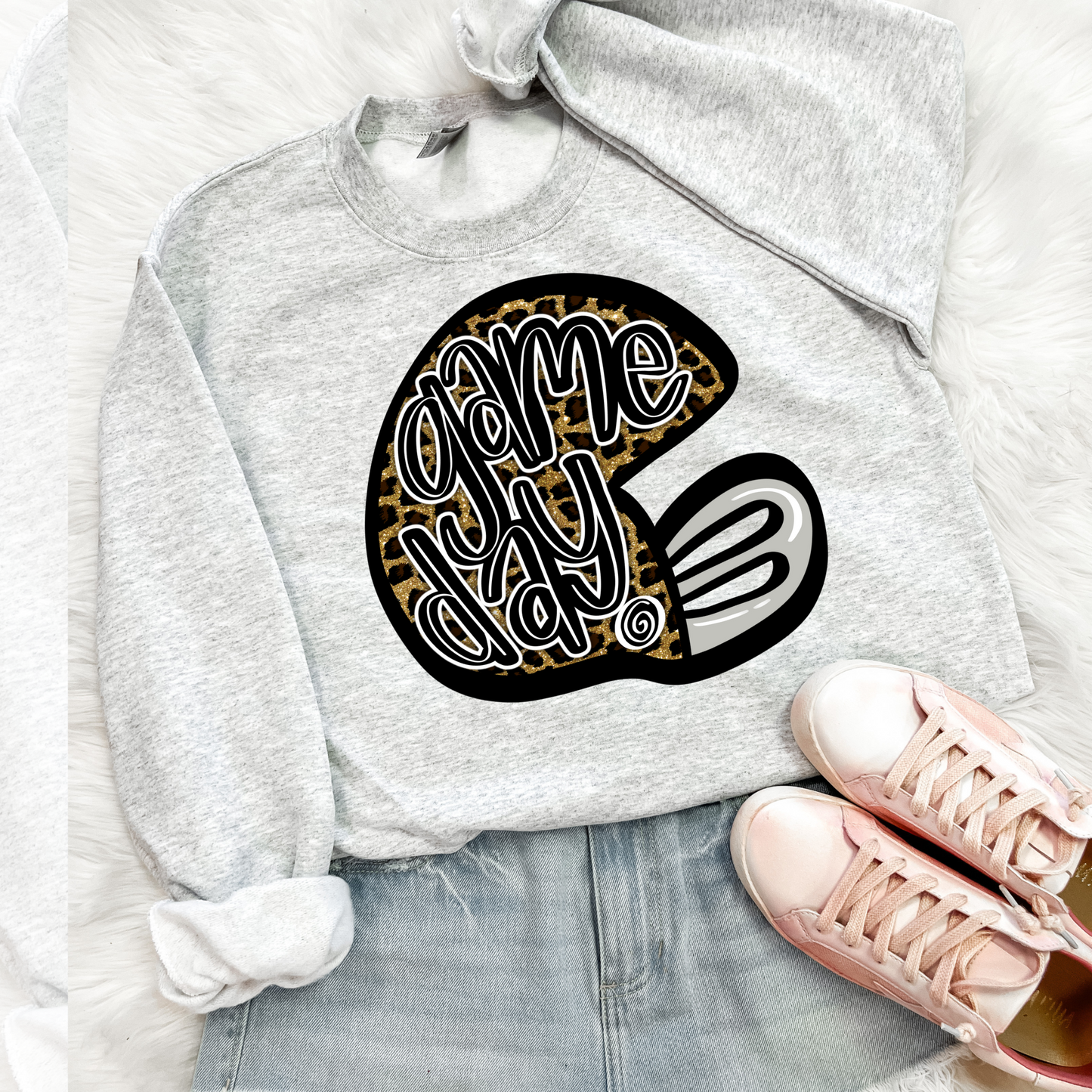 Game Day Football Helmet Leopard DTF Transfer