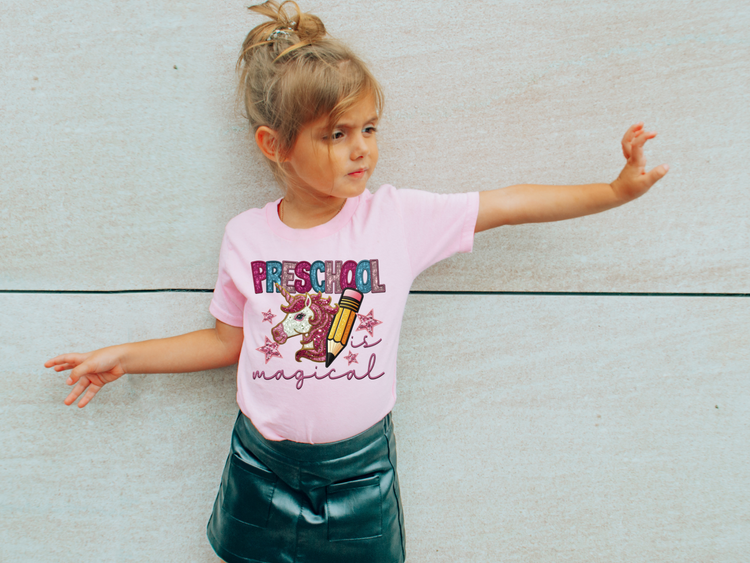 Faux Embroidery Preschool Is Magical Back to School DTF Transfer