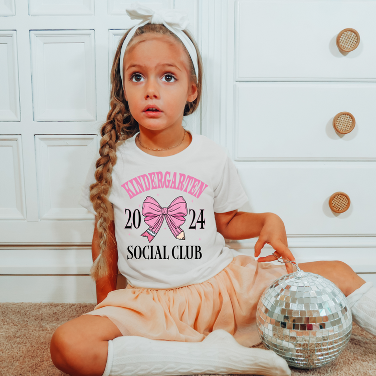 Kindergarten Social Club Coquette Bow Back to School DTF Transfer