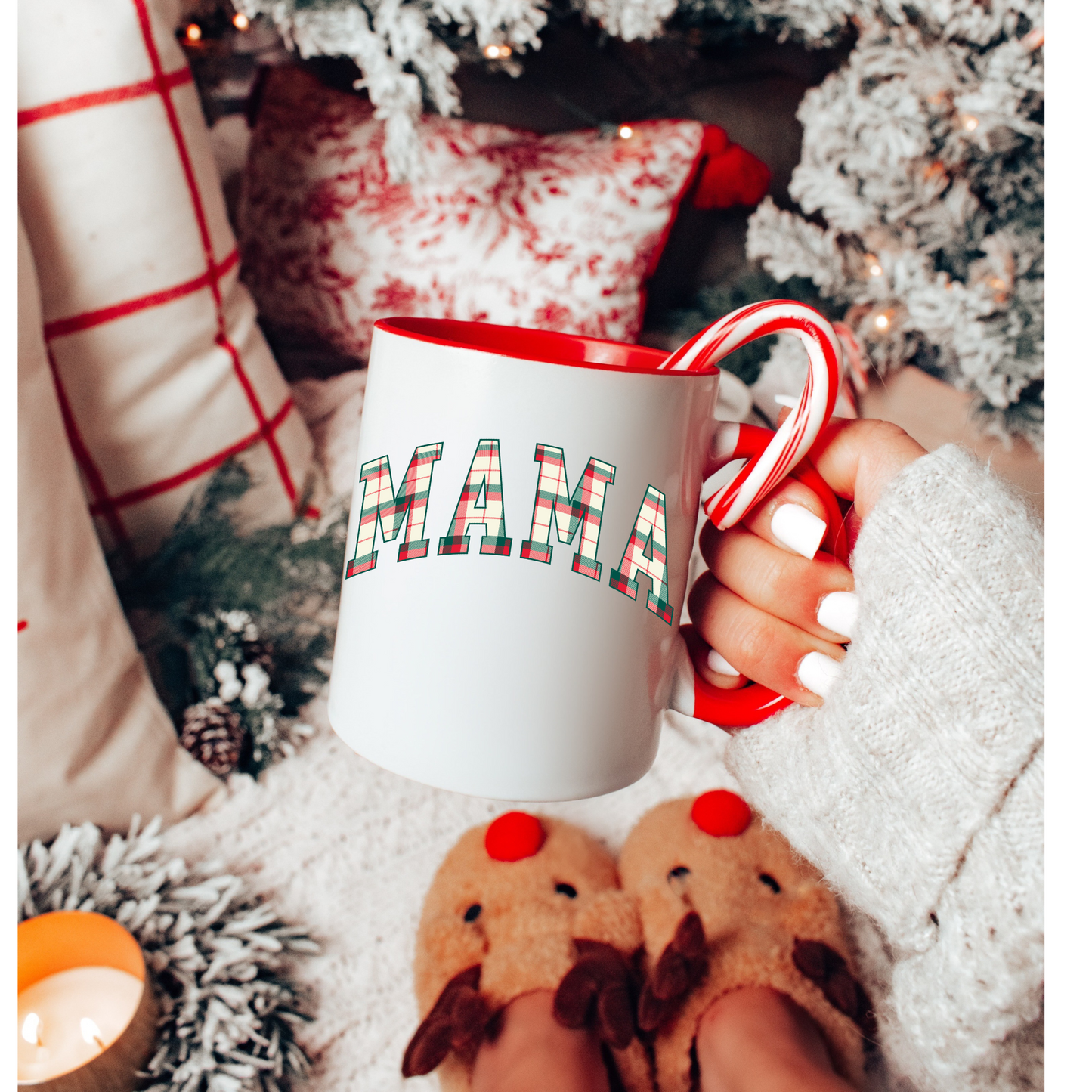 Mama Christmas Plaid UV Decal Sticker