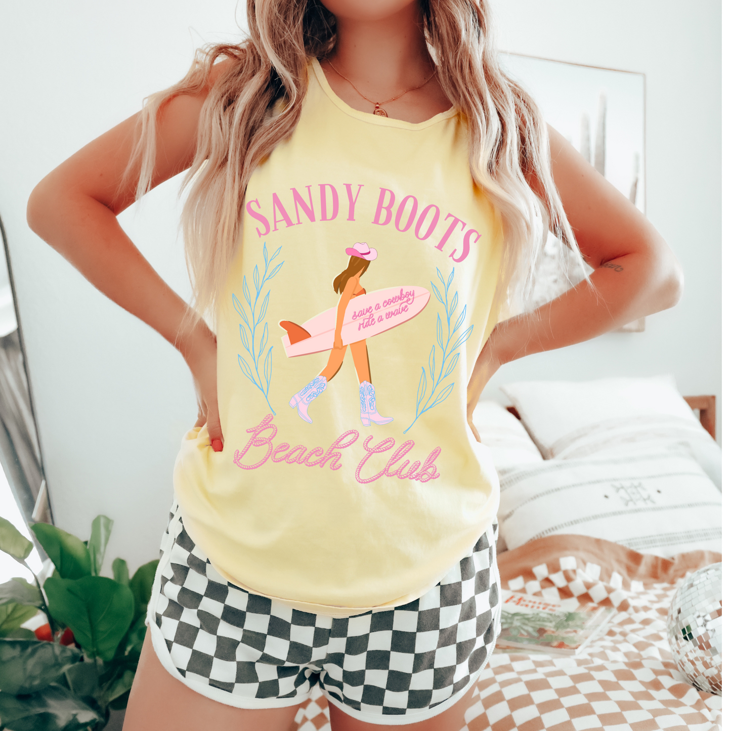 Sandy Boots Beach Club Western Summer DTF Transfer