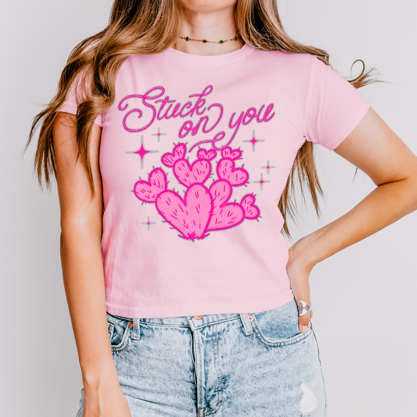 Stuck on You Western Cactus Pink DTF Transfer